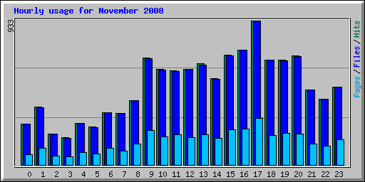 Hourly usage for November 2008